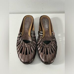 Aquatalia Womens Size 7.5 Slip On Mules Wedge Heel Strappy Designer